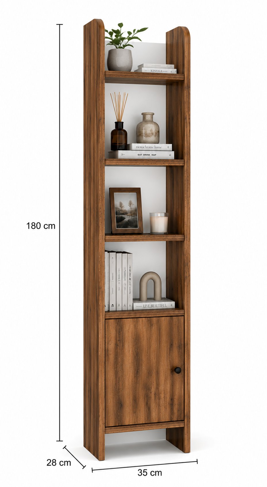 Asya Oval Hatlı Kapaklı Kitaplık