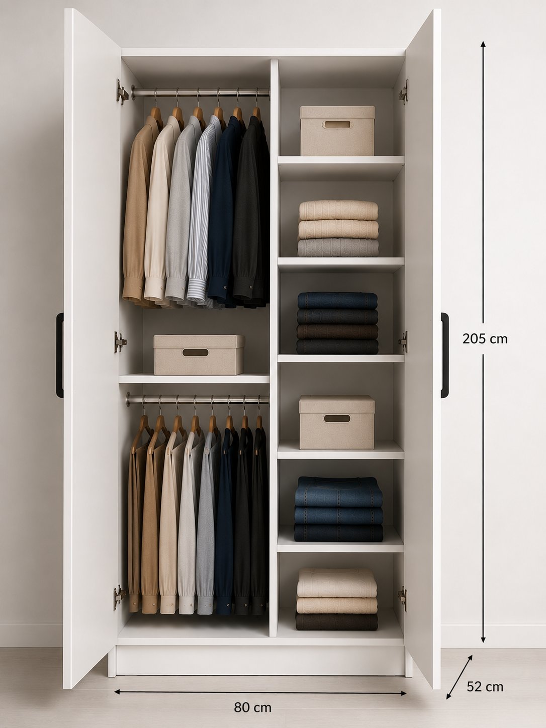 Gani Home SELEN 2 Kapaklı Gardırop M-3  | Modern Elbise Dolabı