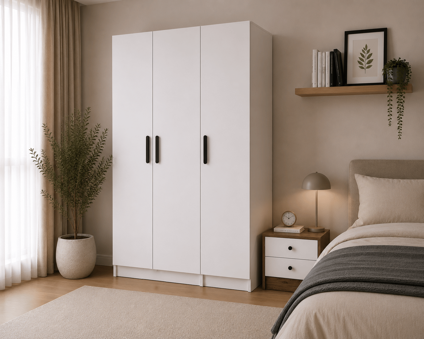 Gani Home SELEN 3 Kapaklı Gardırop M-1  | Modern Elbise Dolabı