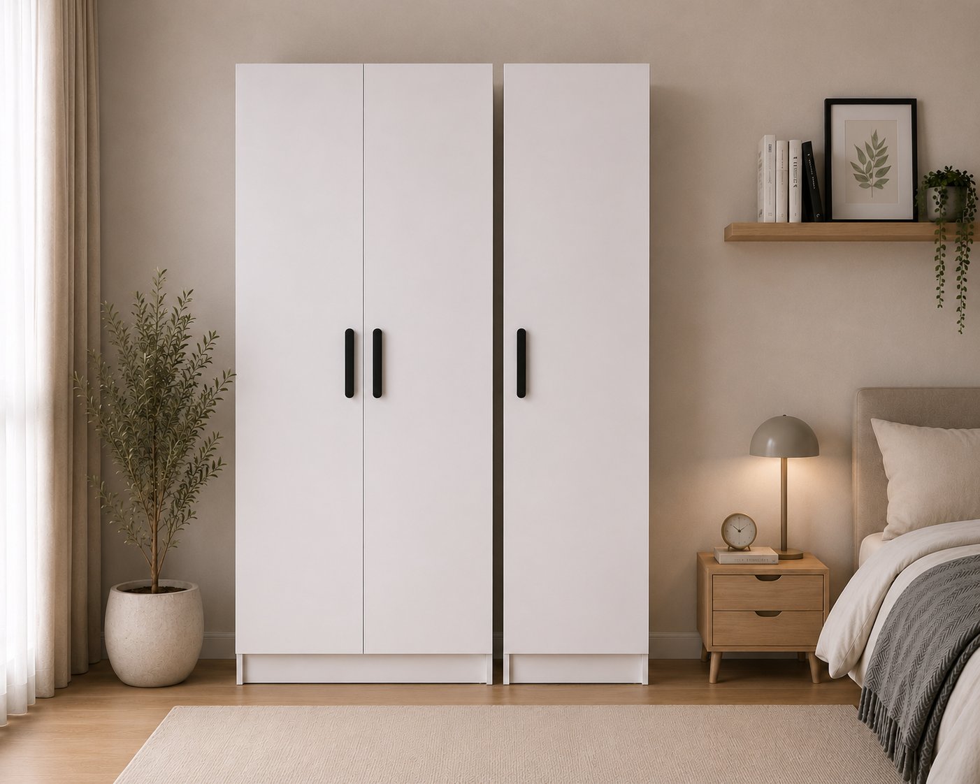 Gani Home SELEN 3 Kapaklı Gardırop M-1  | Modern Elbise Dolabı