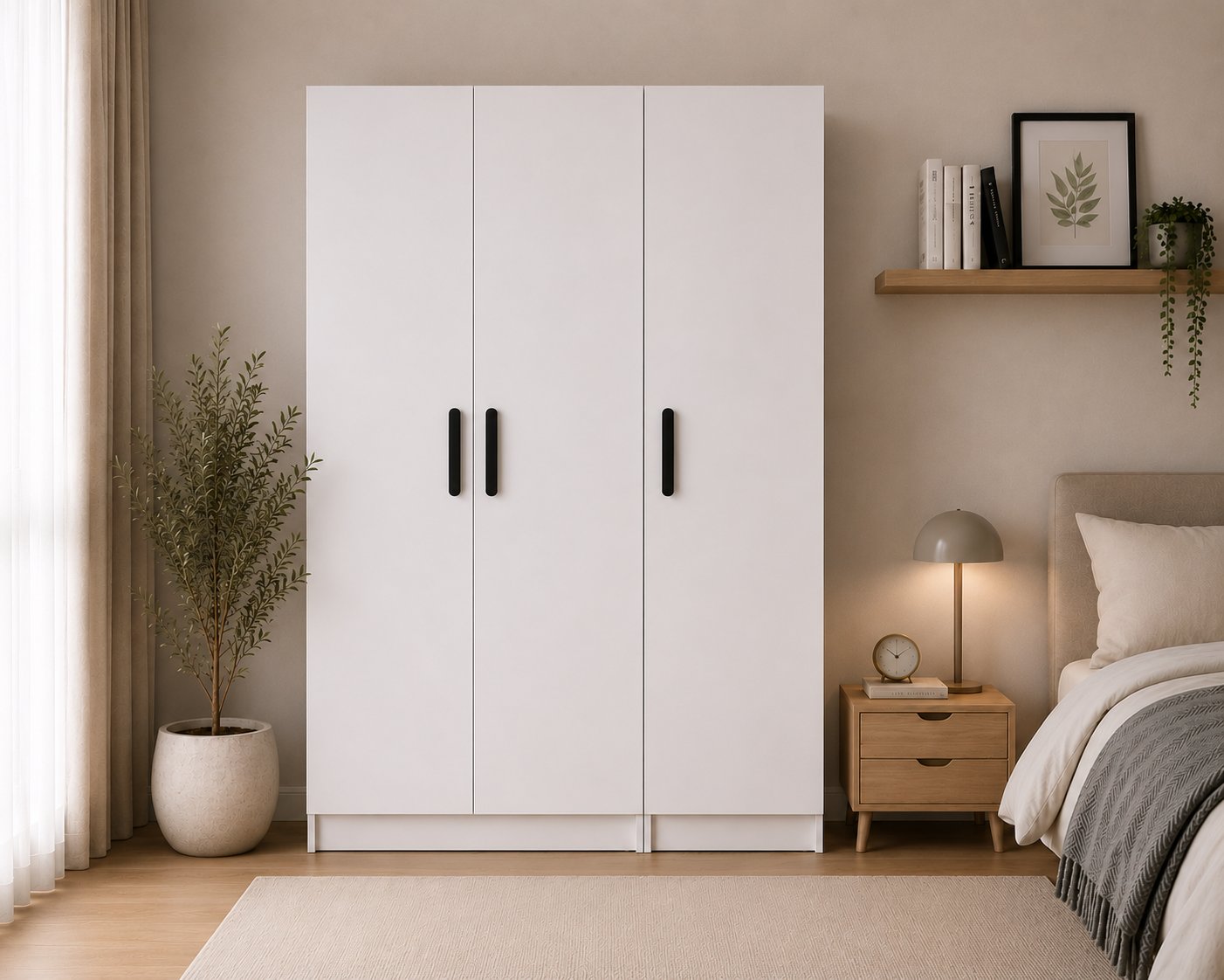 Gani Home SELEN 3 Kapaklı Gardırop M-1  | Modern Elbise Dolabı