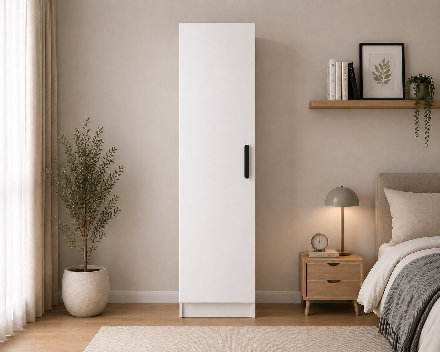 Gani Home SELEN Tek Kapaklı Raflı Gardırop M-1 | Çok Amaçlı Elbise Dolabı