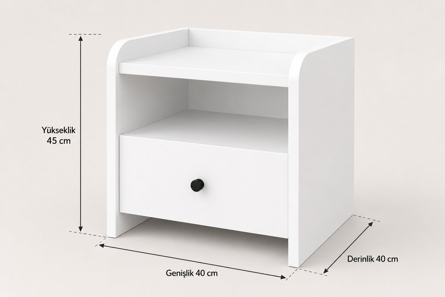 GaniHome Asya Modern Komodin - Çekmeceli ve Raflı Yatak Odası Sehpası Gece Masası
