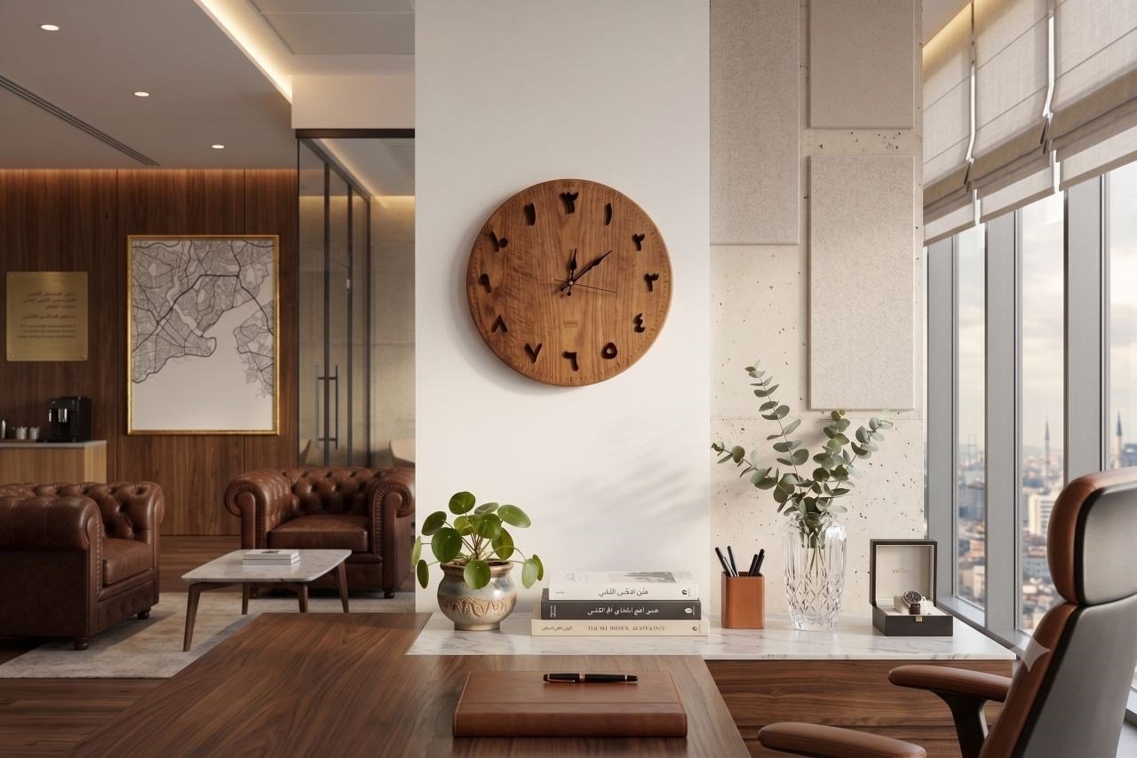 GaniHome Gani Home Arapça Rakamlı Meşe Duvar Saati Ev Dekorasyonu Hediyelik saat eşya kurumsal hediyelik ürünler