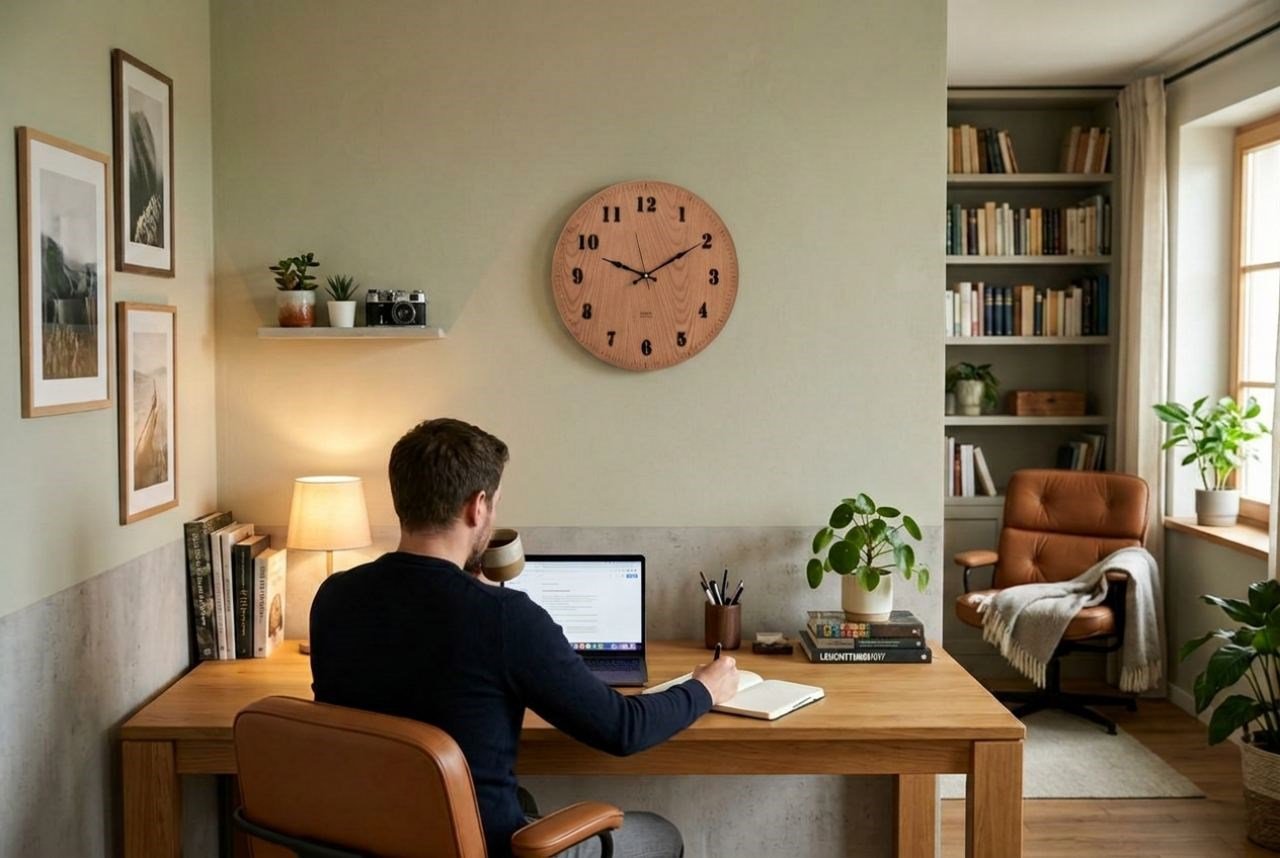 GaniHome Gani Home Arapça Rakamlı Meşe Duvar Saati Ev Dekorasyonu Hediyelik saat eşya kurumsal hediyelik ürünler