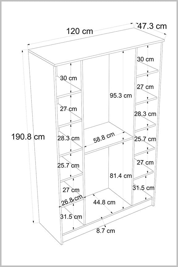 GaniHome Linea 4 Kapaklı Gardırop