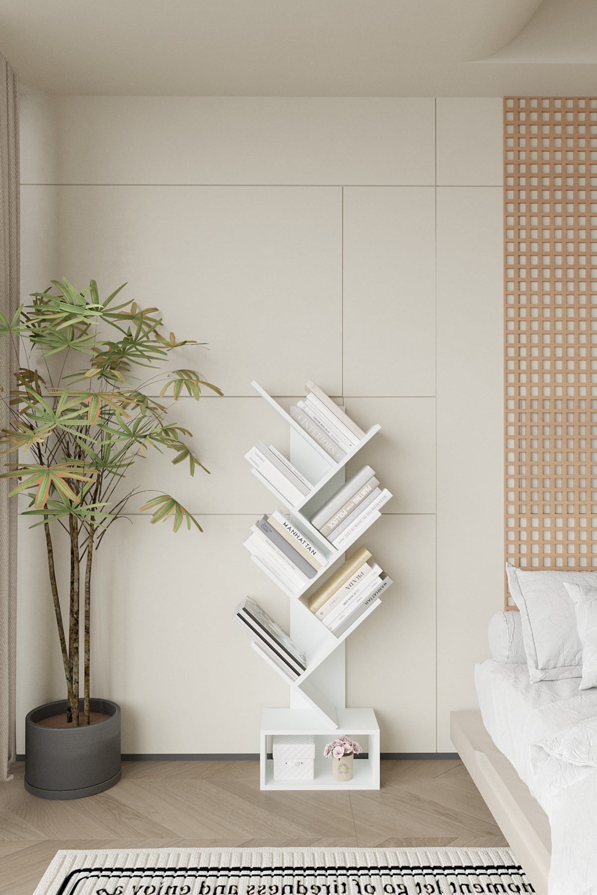 Kitap Ağacı Dekoratif Zigzag Kitaplık 140 cm