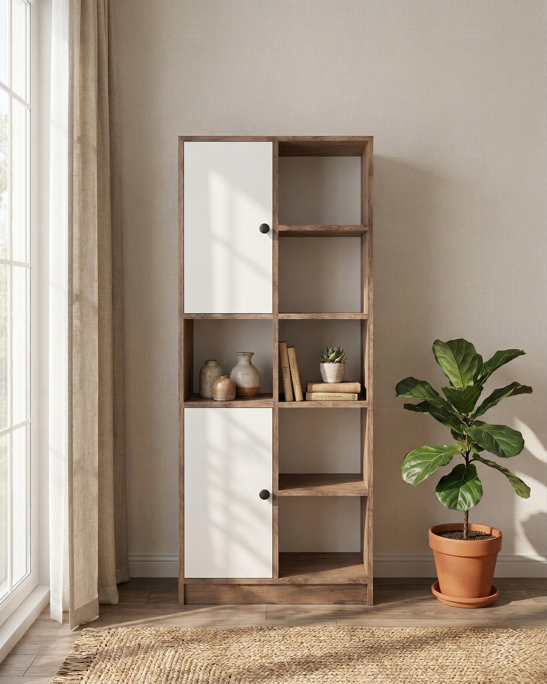 Linea Kitaplık Kapaklı 8 Raf