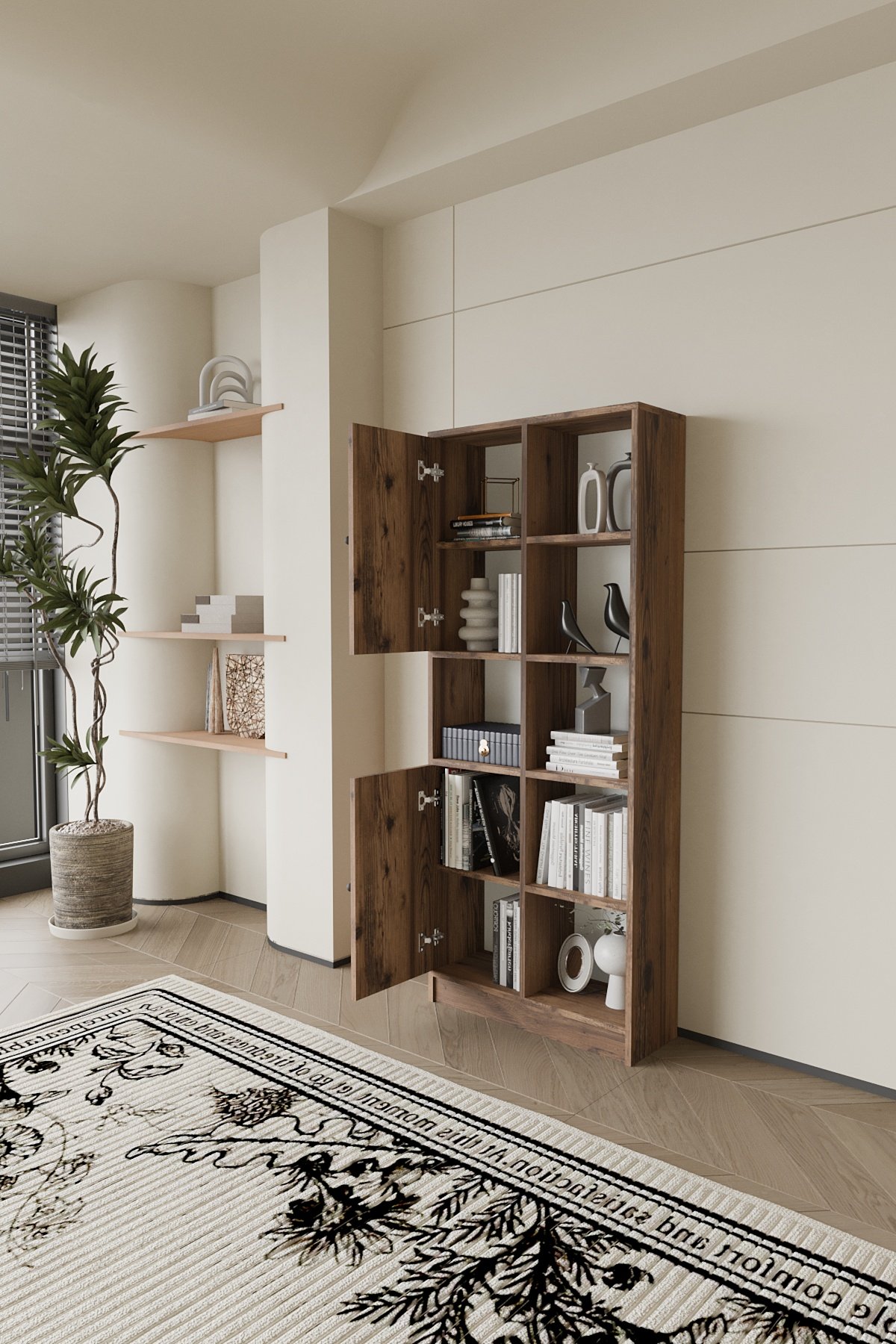 Linea Kitaplık Kapaklı 8 Raf