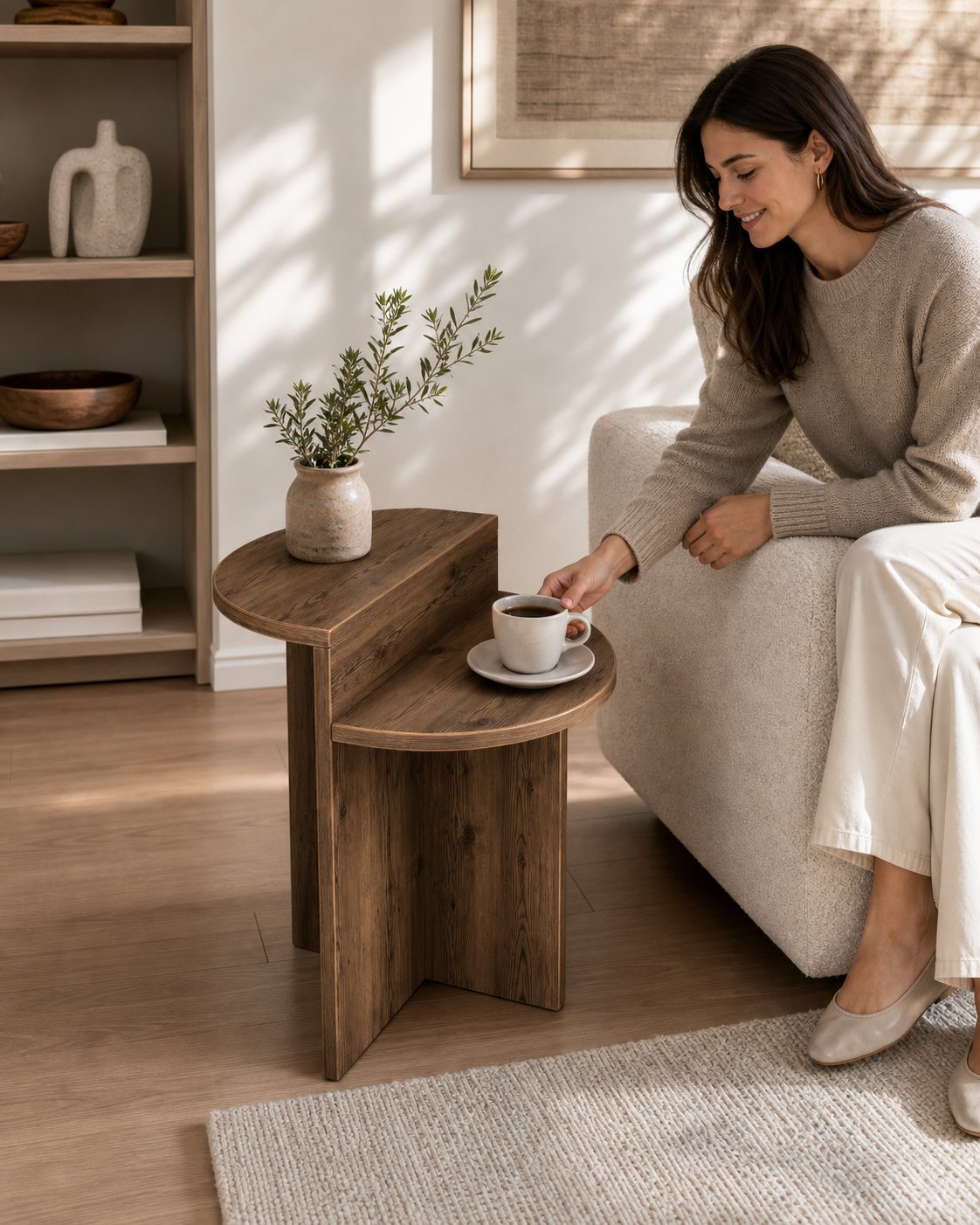 Luna Yan Sehpa Oval Hatlı 