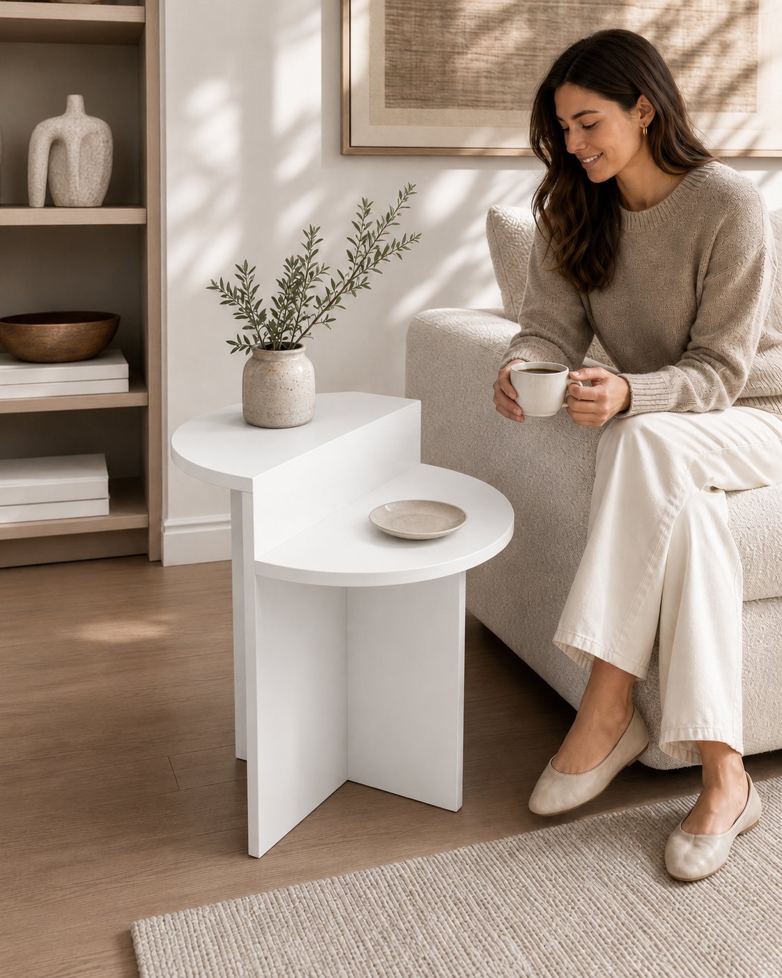 Luna Yan Sehpa Oval Hatlı 