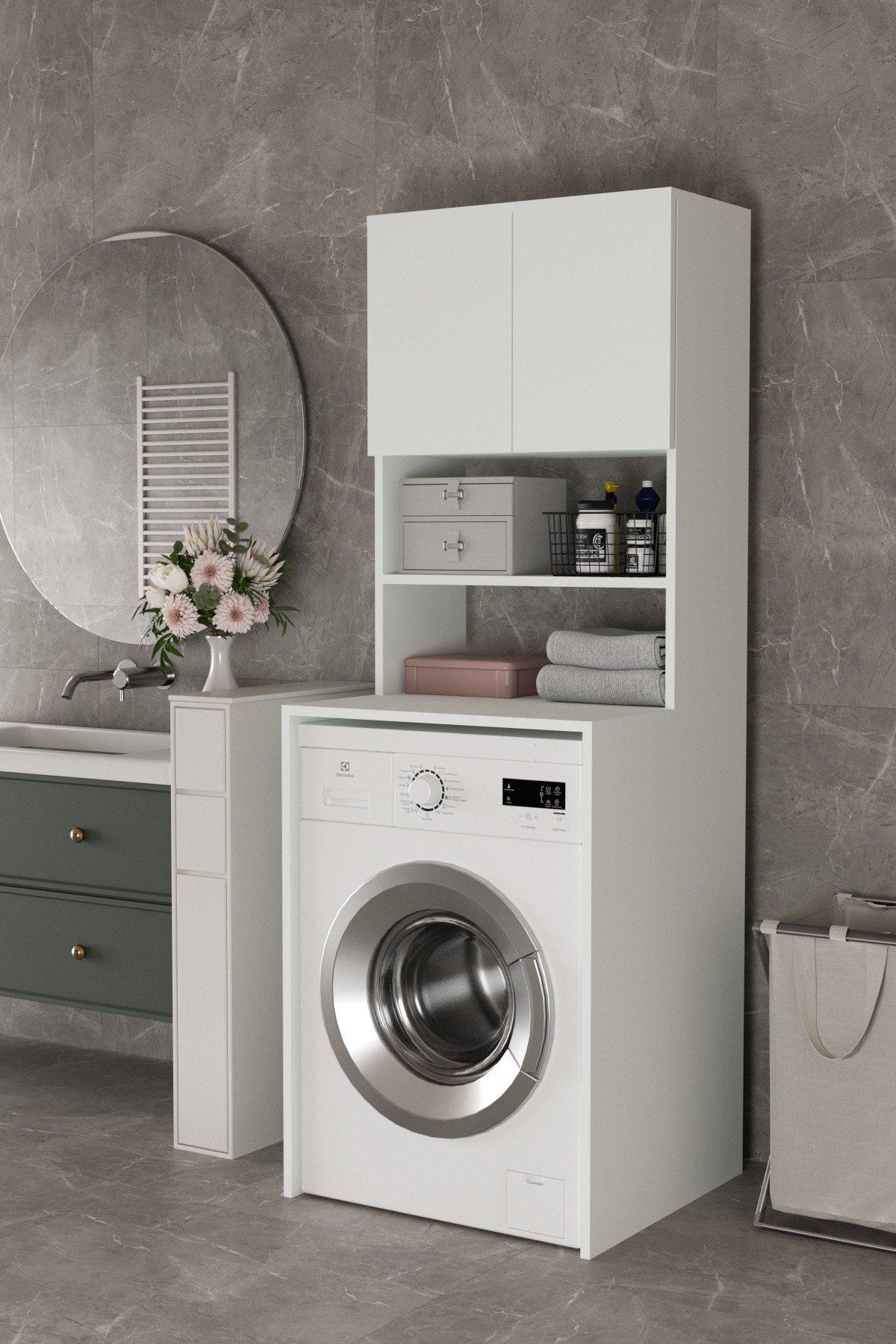Vera-2 Kapaklı Çamaşır Makinesi Dolabı 65 cm