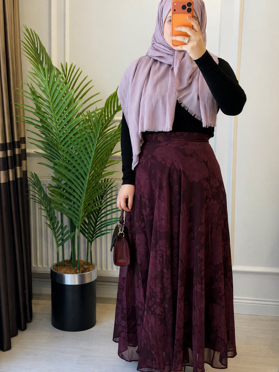 Flowy Şifon Etek - Mürdüm