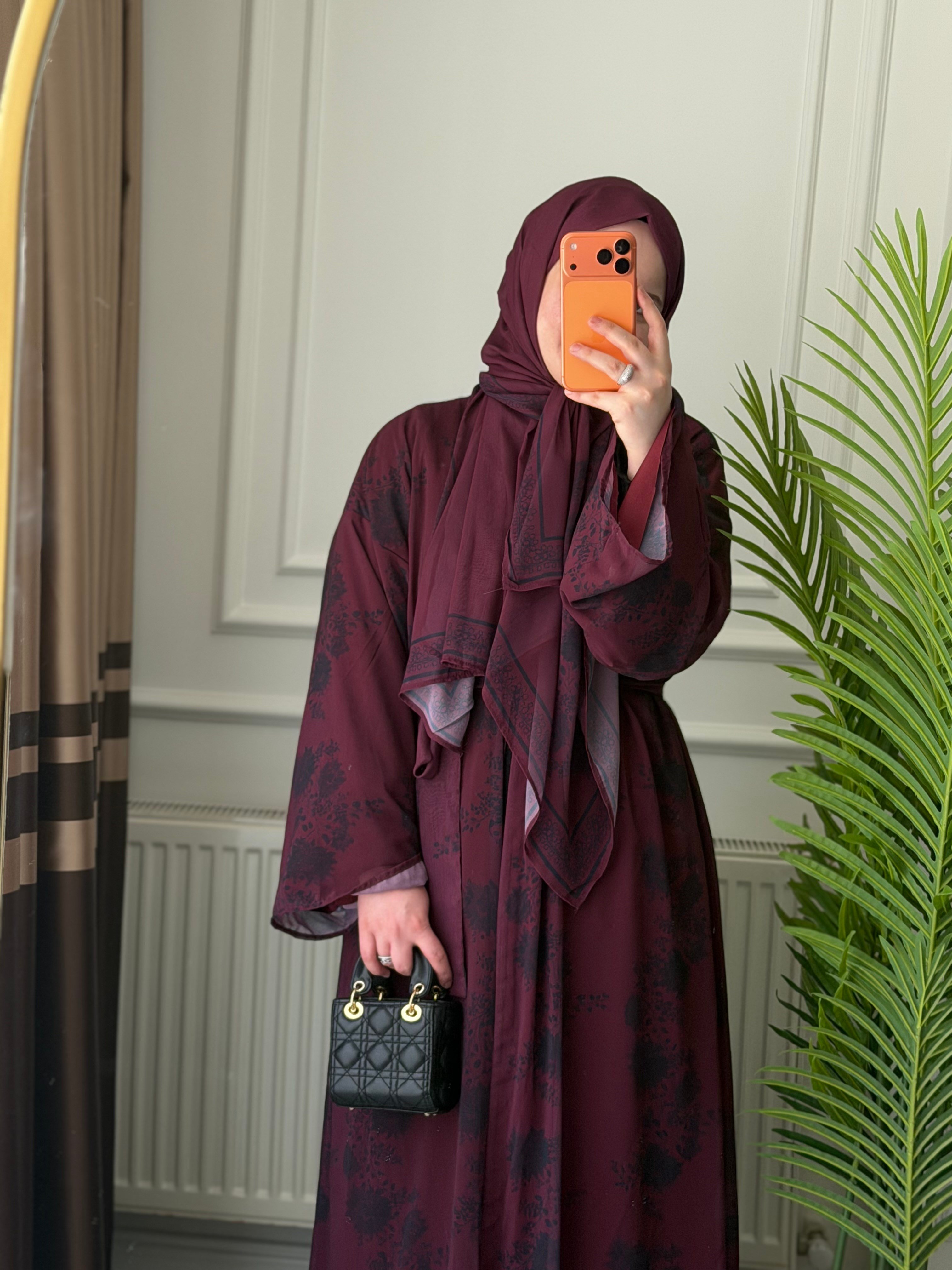 Hürrem Abaya Şal Takım - Bordo