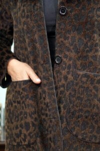 SHENAY Leopar Desenli Uzun Kaşe Kaban