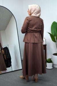 SHENAY Nubuk Etekli Takım - Kahverengi