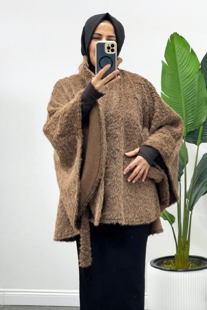 SHENAY Peluş Ceket - Kahve