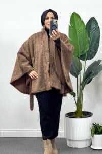 SHENAY Peluş Ceket - Kahve