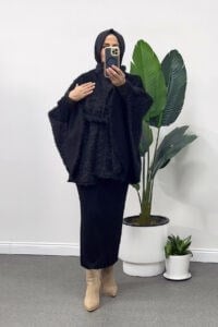 SHENAY Peluş Ceket - Siyah