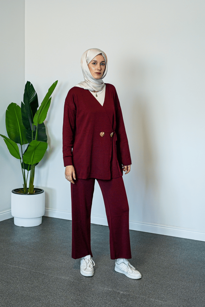 SHENAY Pure Elegance Tesettür İkili Takım Şık ve Rahat Günlük Kombin - Bordo