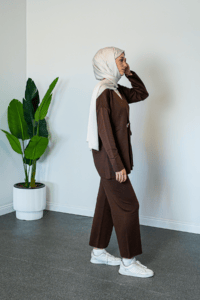 SHENAY Pure Elegance Tesettür İkili Takım Şık ve Rahat Günlük Kombin - Kahve
