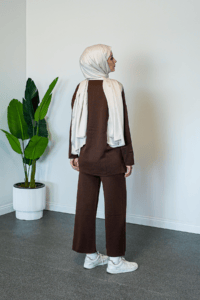 SHENAY Pure Elegance Tesettür İkili Takım Şık ve Rahat Günlük Kombin - Kahve
