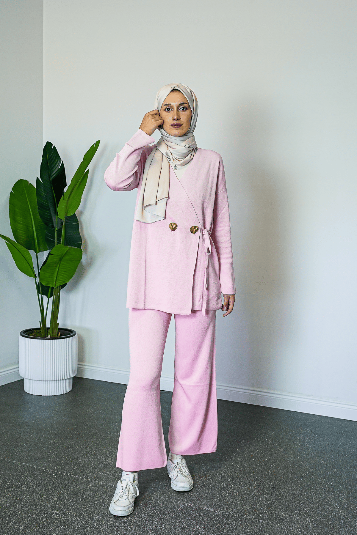 SHENAY Pure Elegance Tesettür İkili Takım Şık ve Rahat Günlük Kombin - Pembe