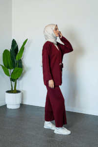 SHENAY Pure Elegance Tesettür İkili Takım Şık ve Rahat Günlük Kombin - Bordo
