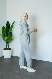 SHENAY Serenity Tesettür İkili Takım Fermuarlı Rahat Kalıp 4 Mevsim Kullanım - Gümüş