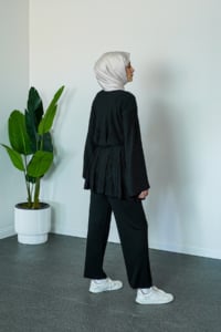 SHENAY Serenity Tesettür İkili Takım Fermuarlı Rahat Kalıp 4 Mevsim Kullanım - Siyah