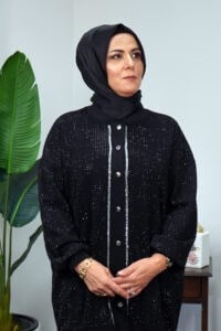 SHENAY Taş Desenli İkili Takım - Siyah