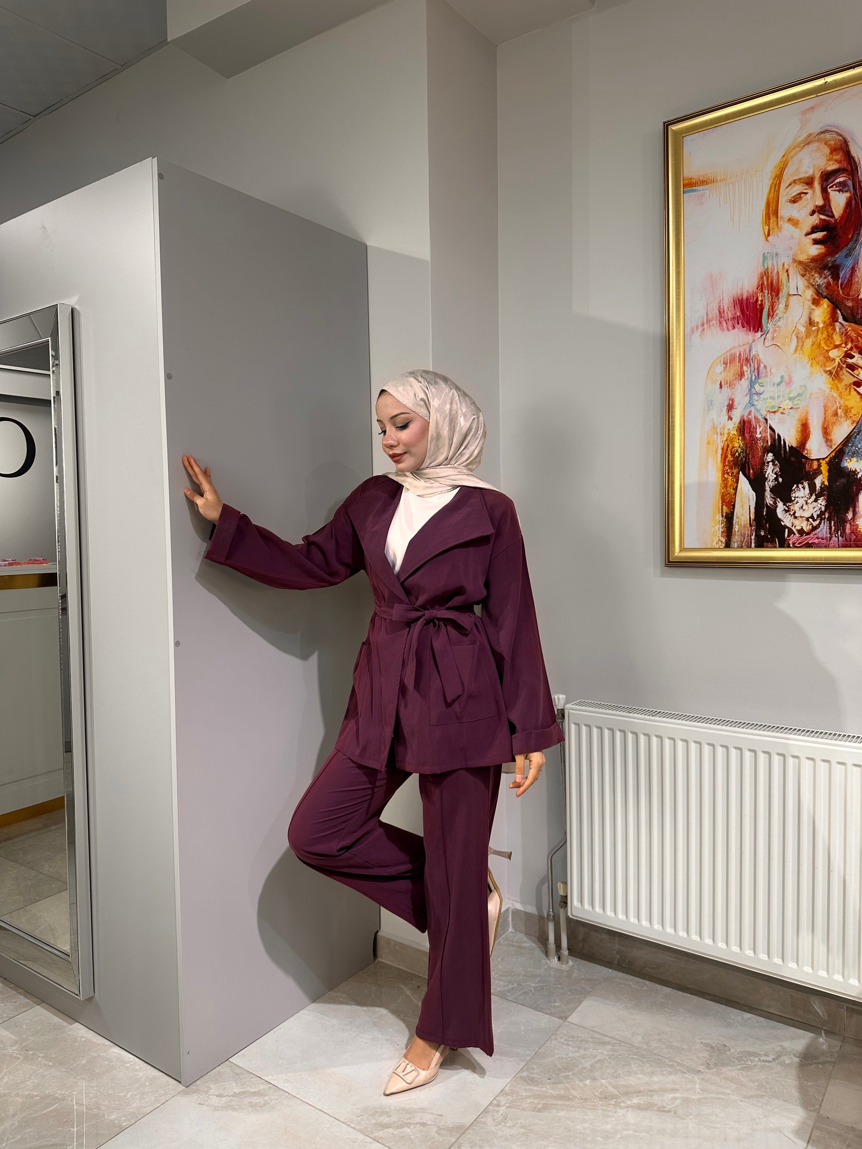 SHENAY Üçlü Takım - Mürdüm