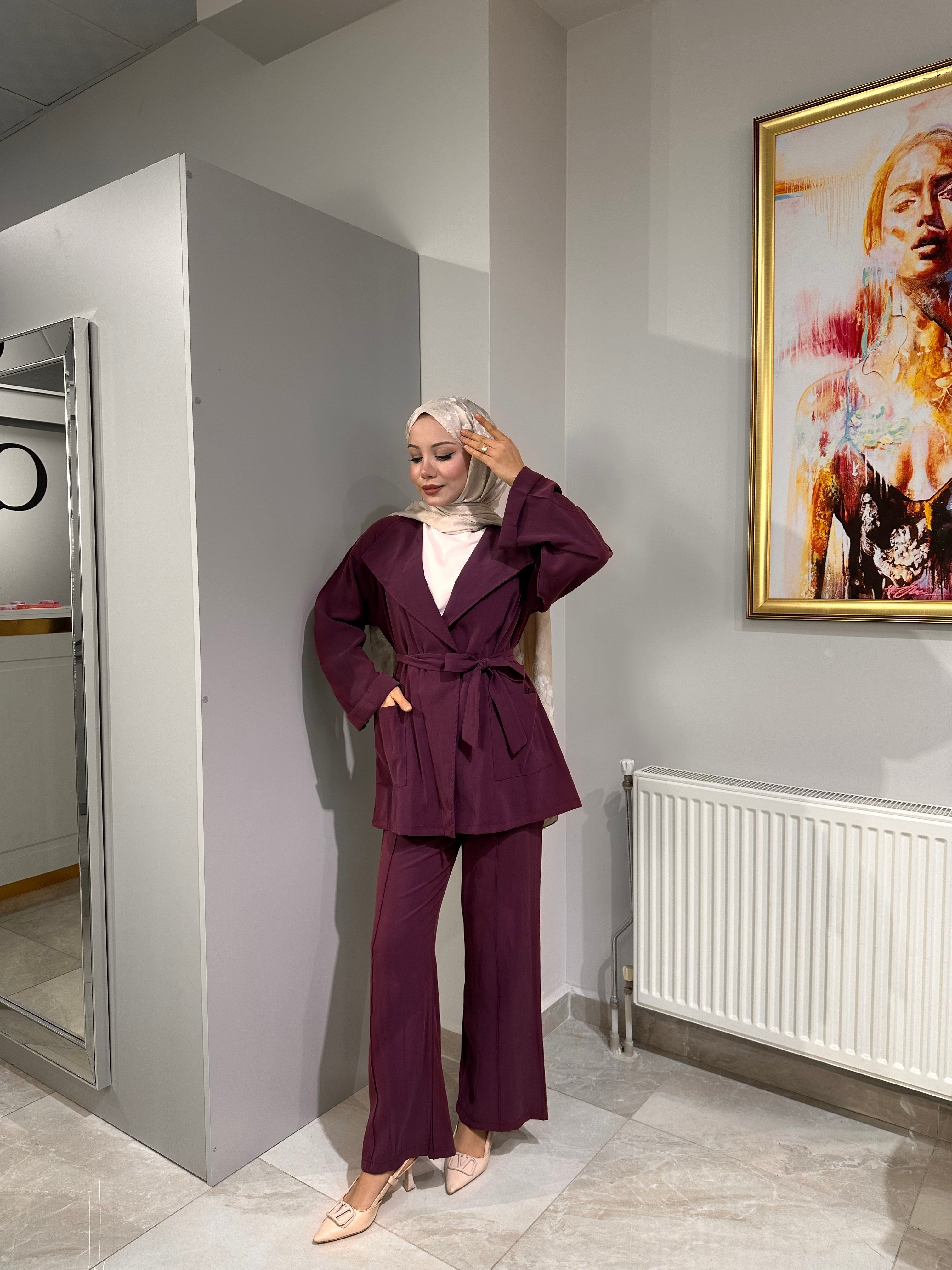 SHENAY Üçlü Takım - Mürdüm