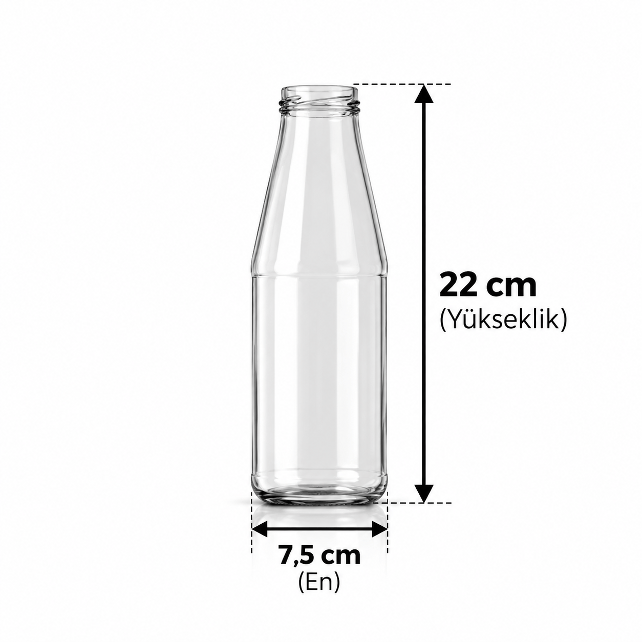 720 ML Renksiz Sos Cam Şişesi 53 MM  Ağız (ŞŞC 420272) 26'li Koli