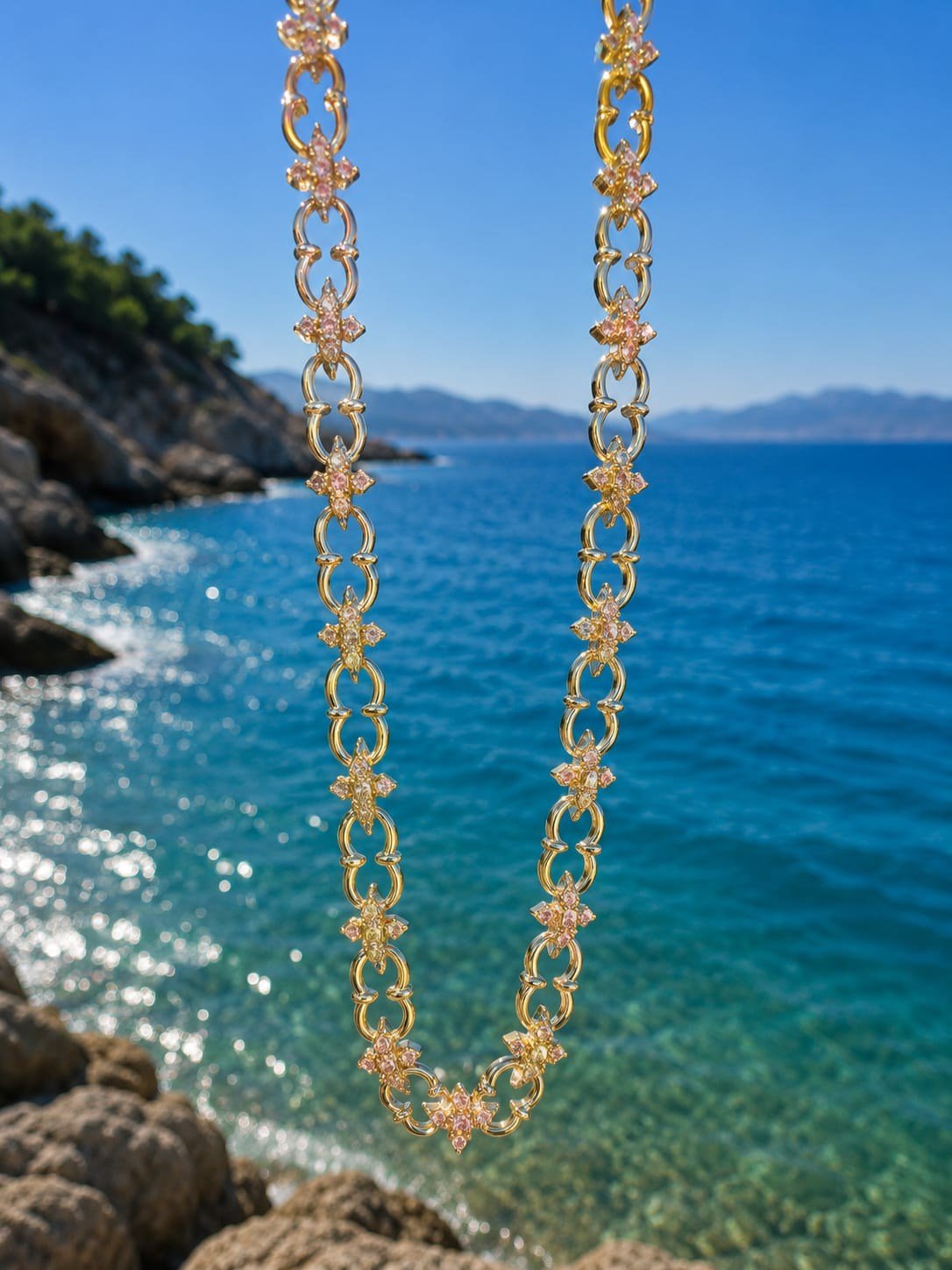 Flower Klasik Tasarım Gold Kolye