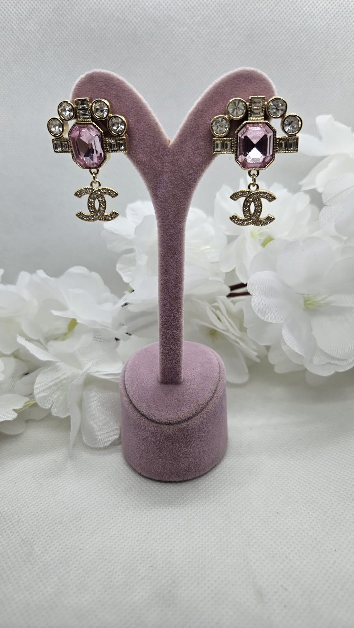 Gold CC Marka Pembe İğnesi Gümüş Küpe 