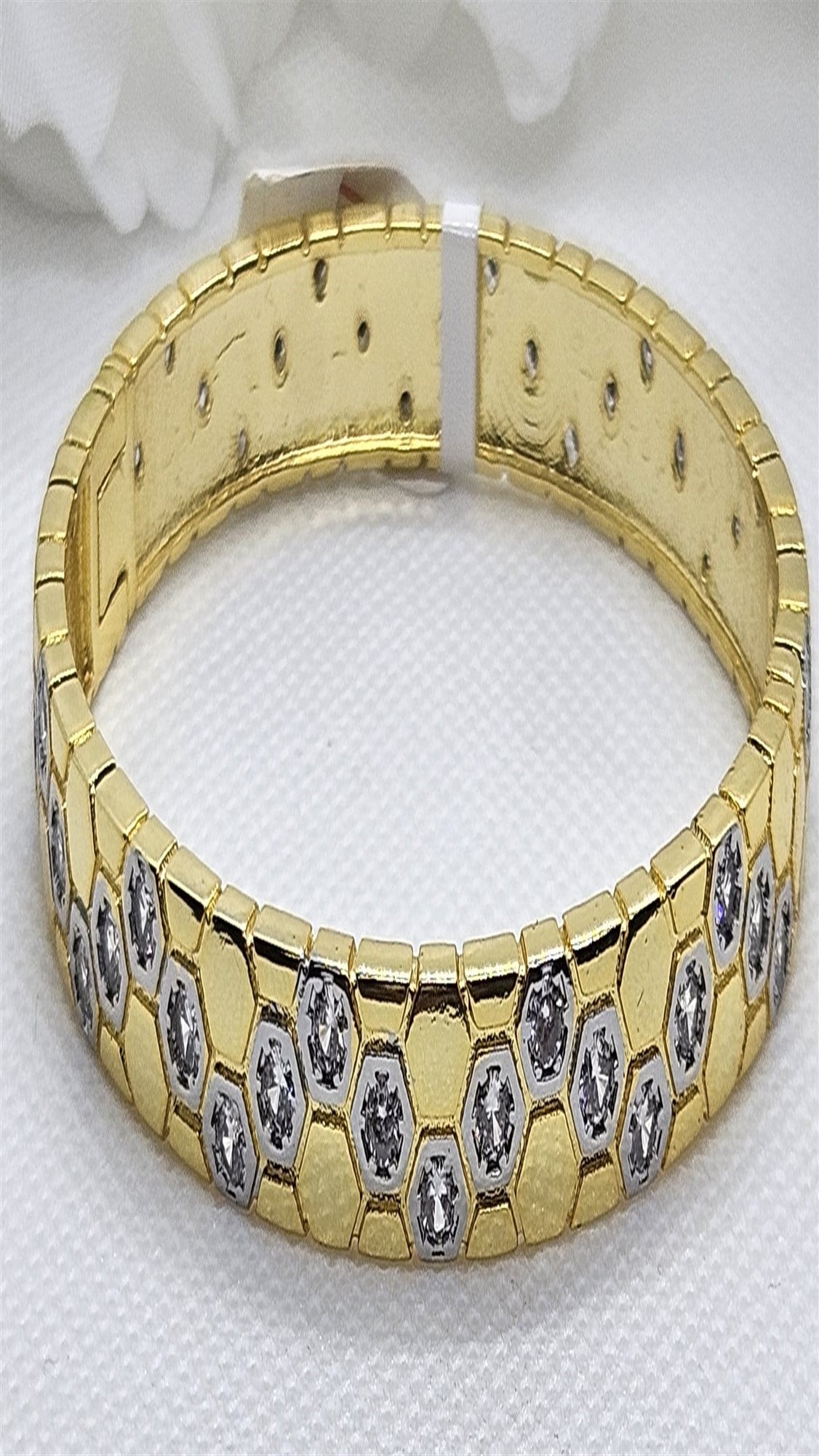 Gold Lastikli Taşlı Petek Desen Bilezik