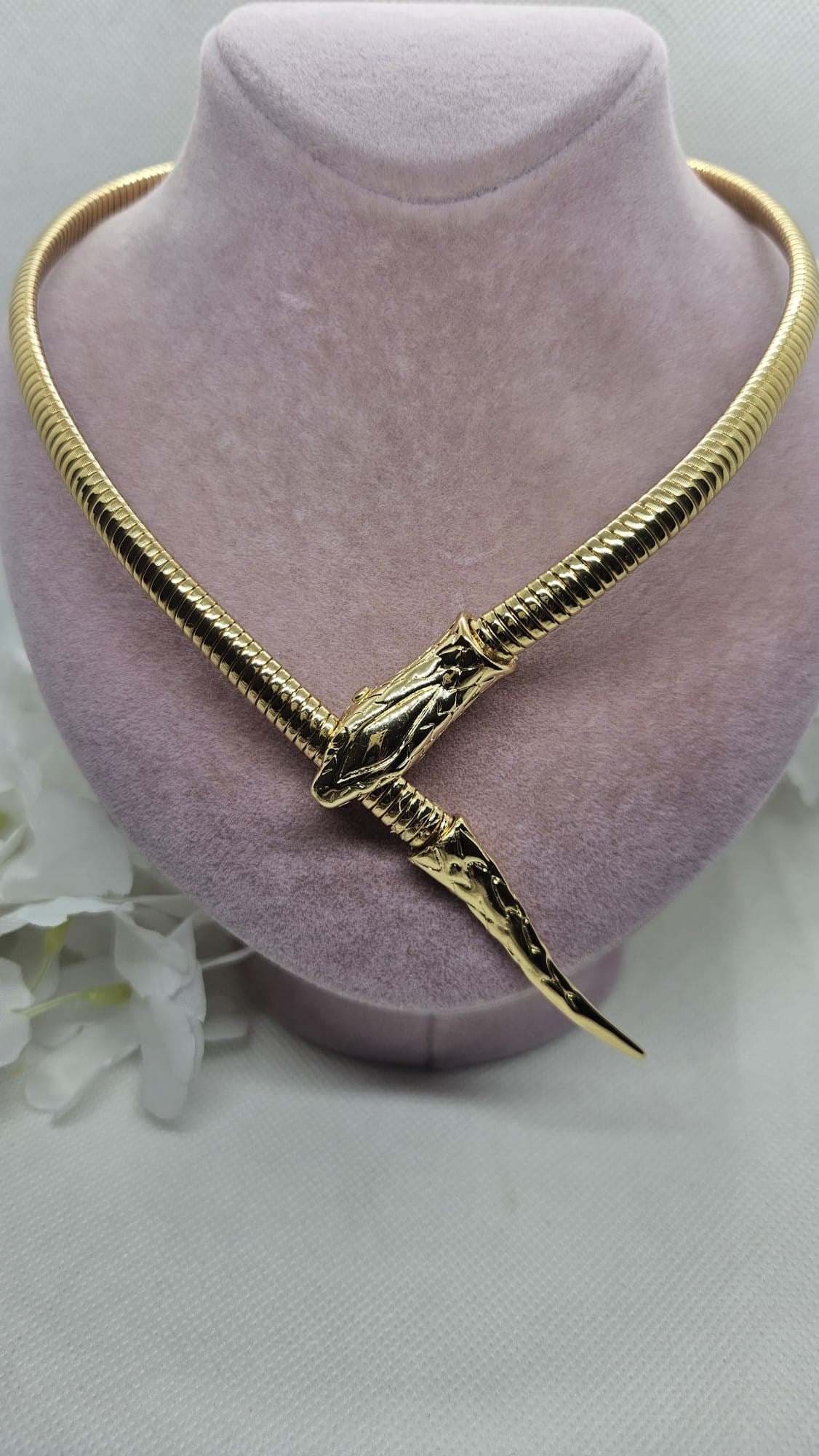 Gold Marka Desenli Snake Kolye