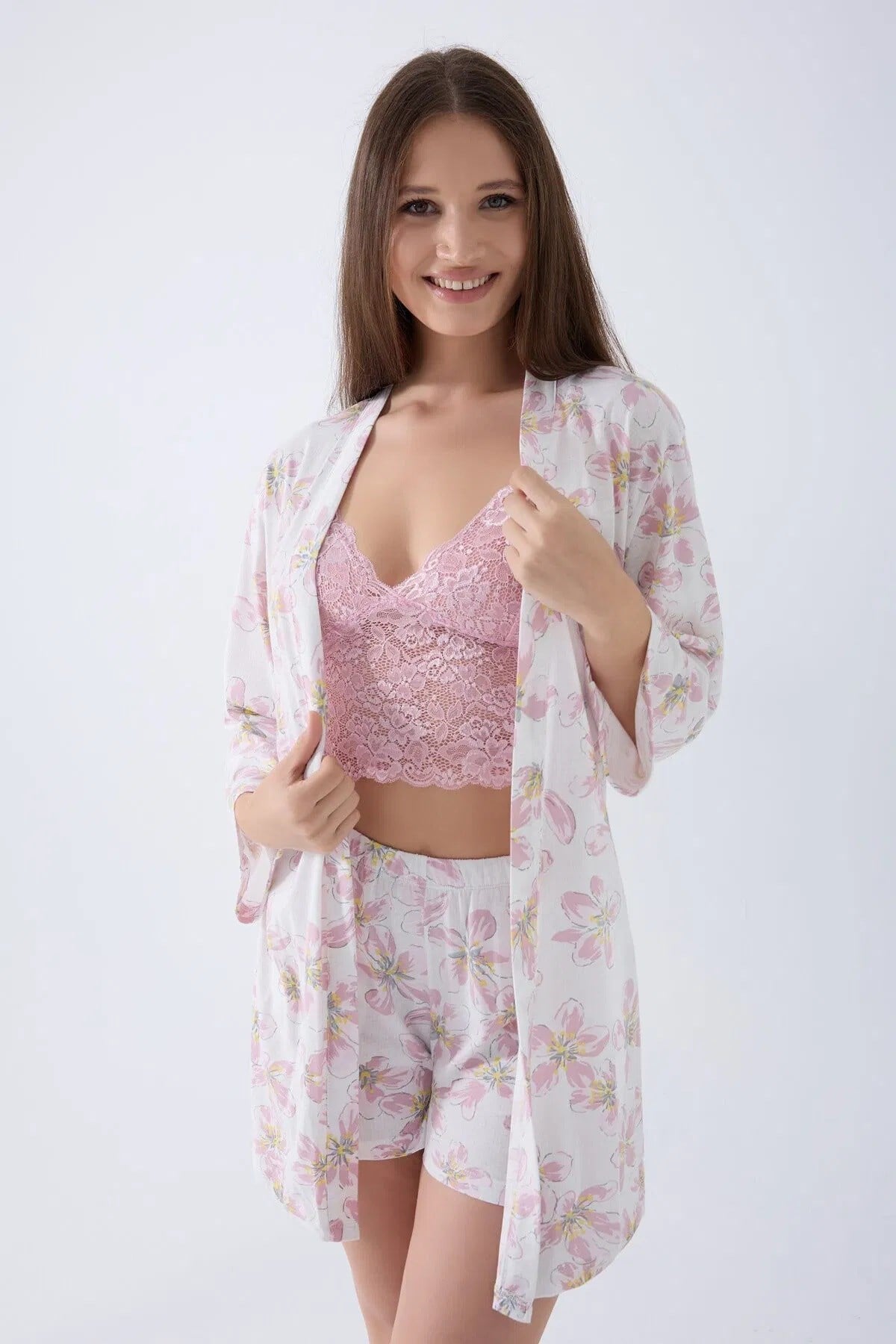 Arnetta Kadın Modal 3'lü Pijama Takımı Pembe