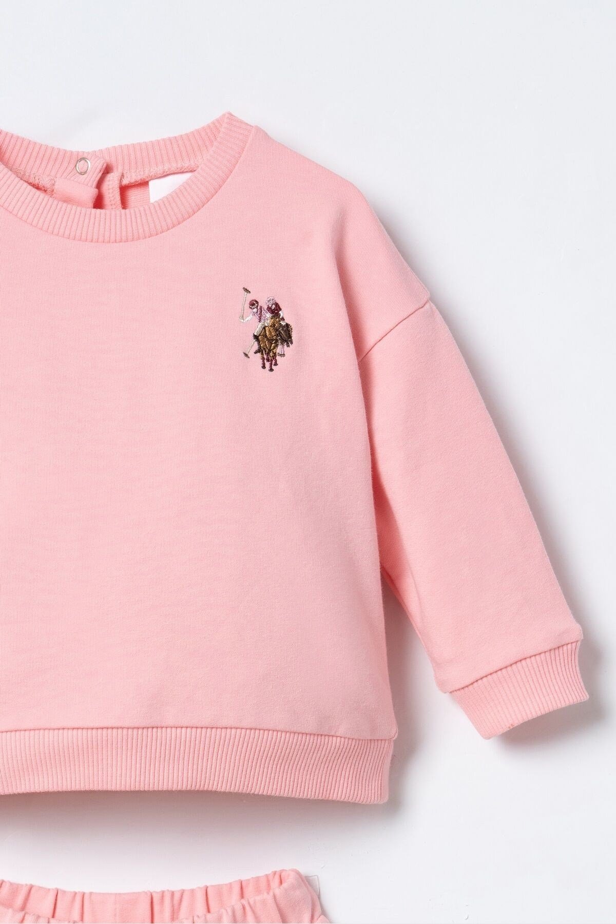 U.S. Polo Assn Kız Bebek Nakışlı Uzun Kol 2 li Takım Somon