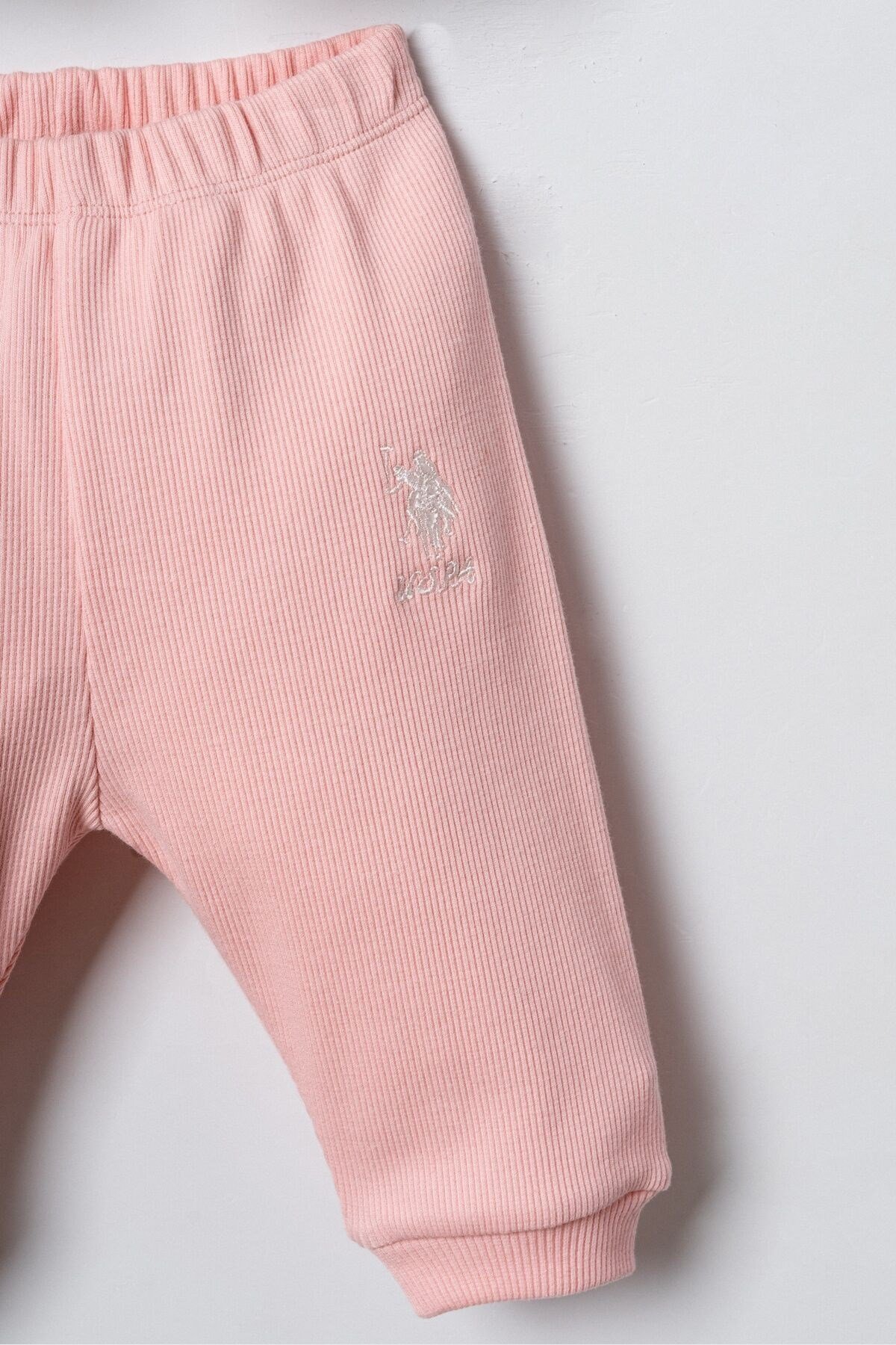 U.S. Polo Assn Kız Bebek Nakışlı Uzun Kol 3 Parça Hırkalı Takım Beyaz