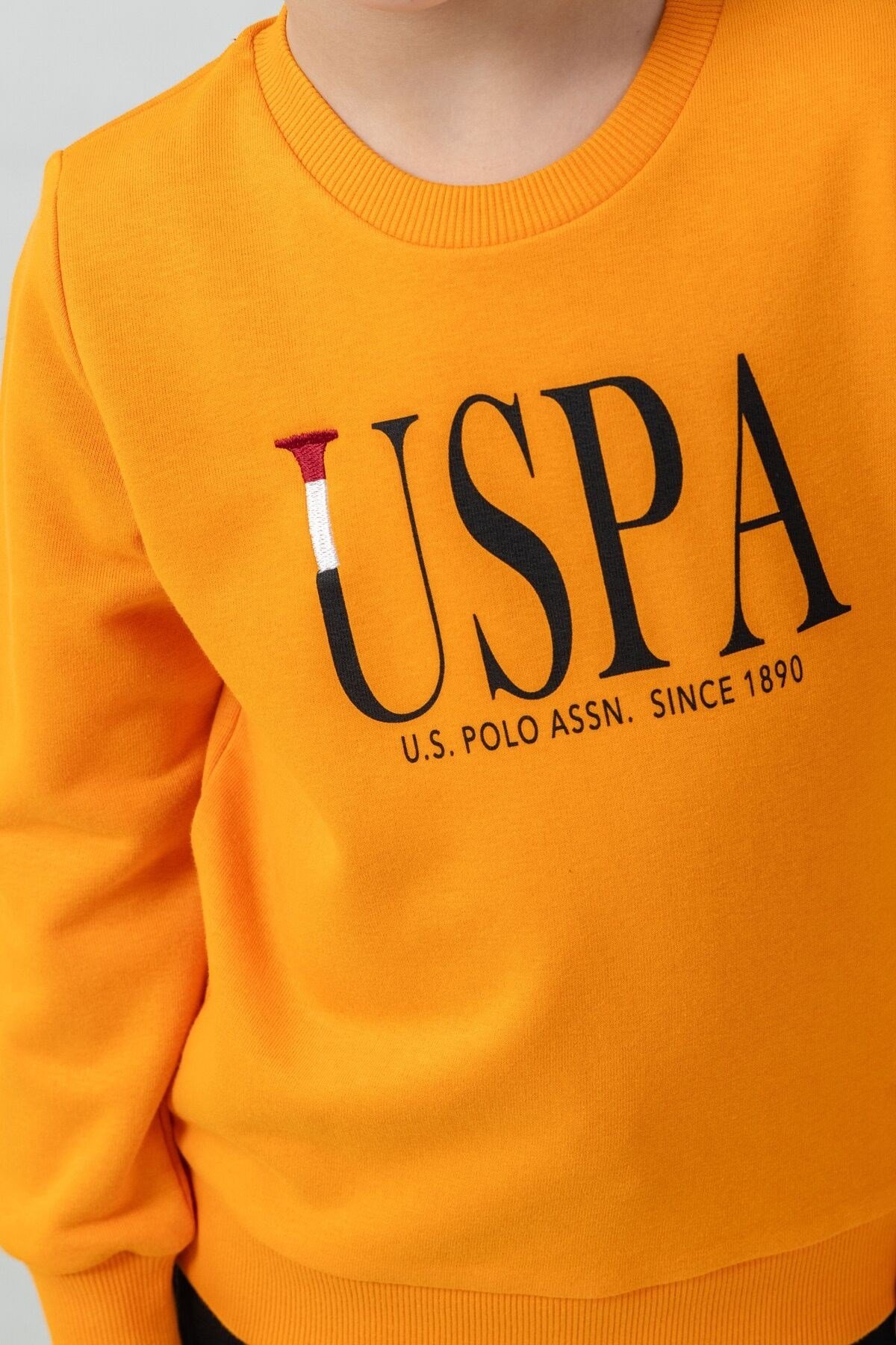 U.S. Polo Assn Erkek Çocuk Baskılı Uzun Kol Eşofman Takımı Turuncu