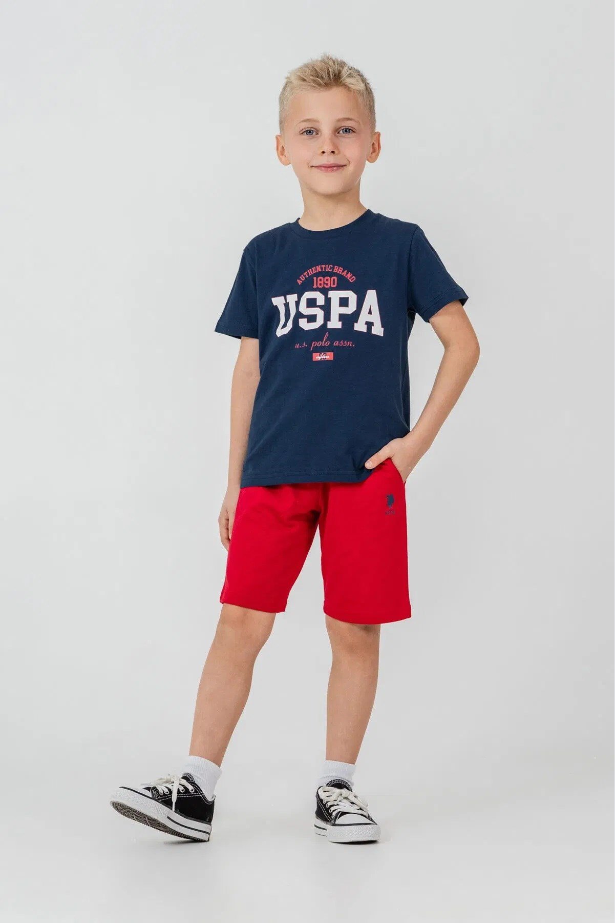 U.S. Polo Assn Erkek Çocuk Süprem Şortlu Takım İndigo