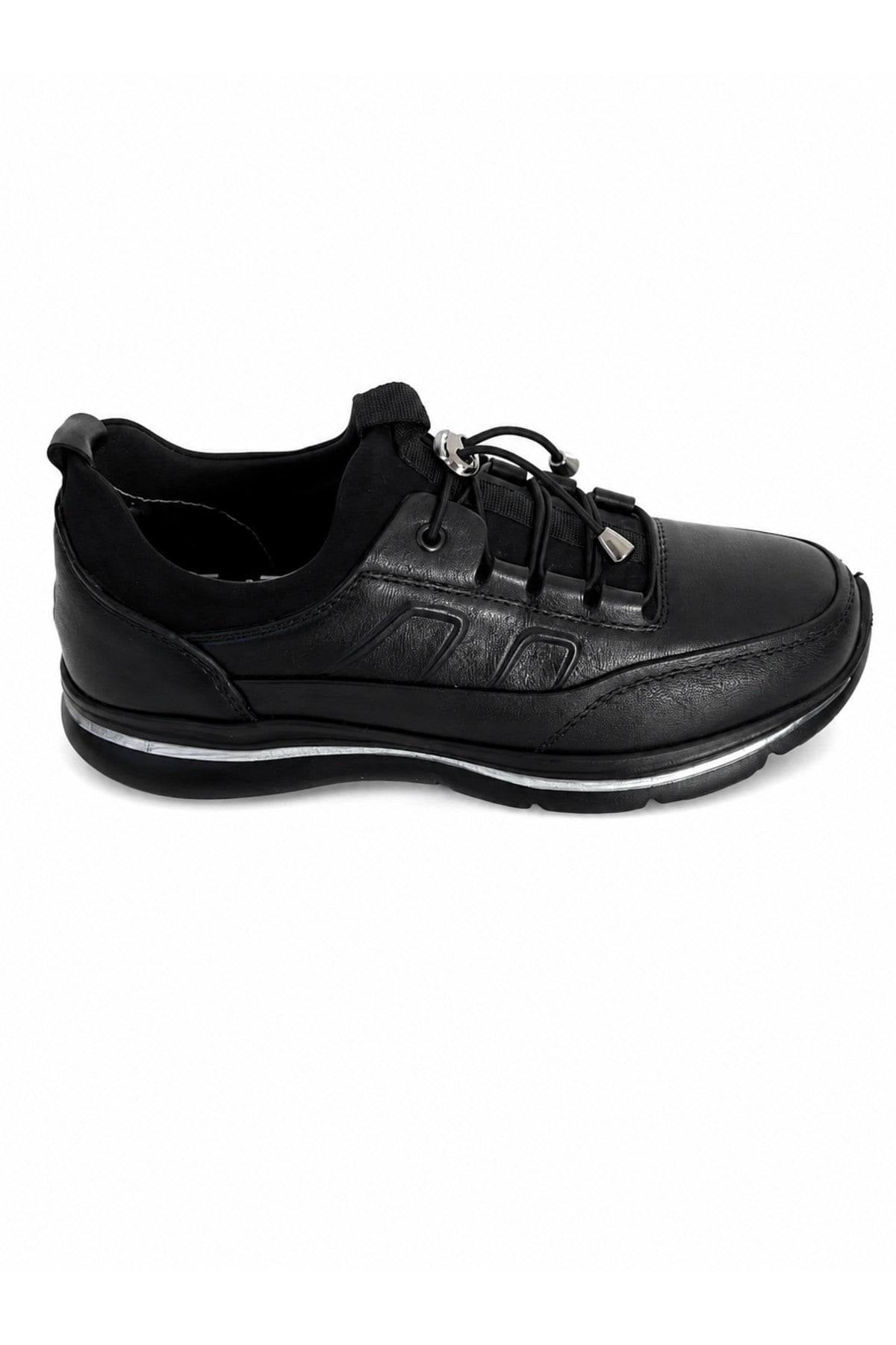 9733 Hakiki Deri Siyah Kadın Sneaker