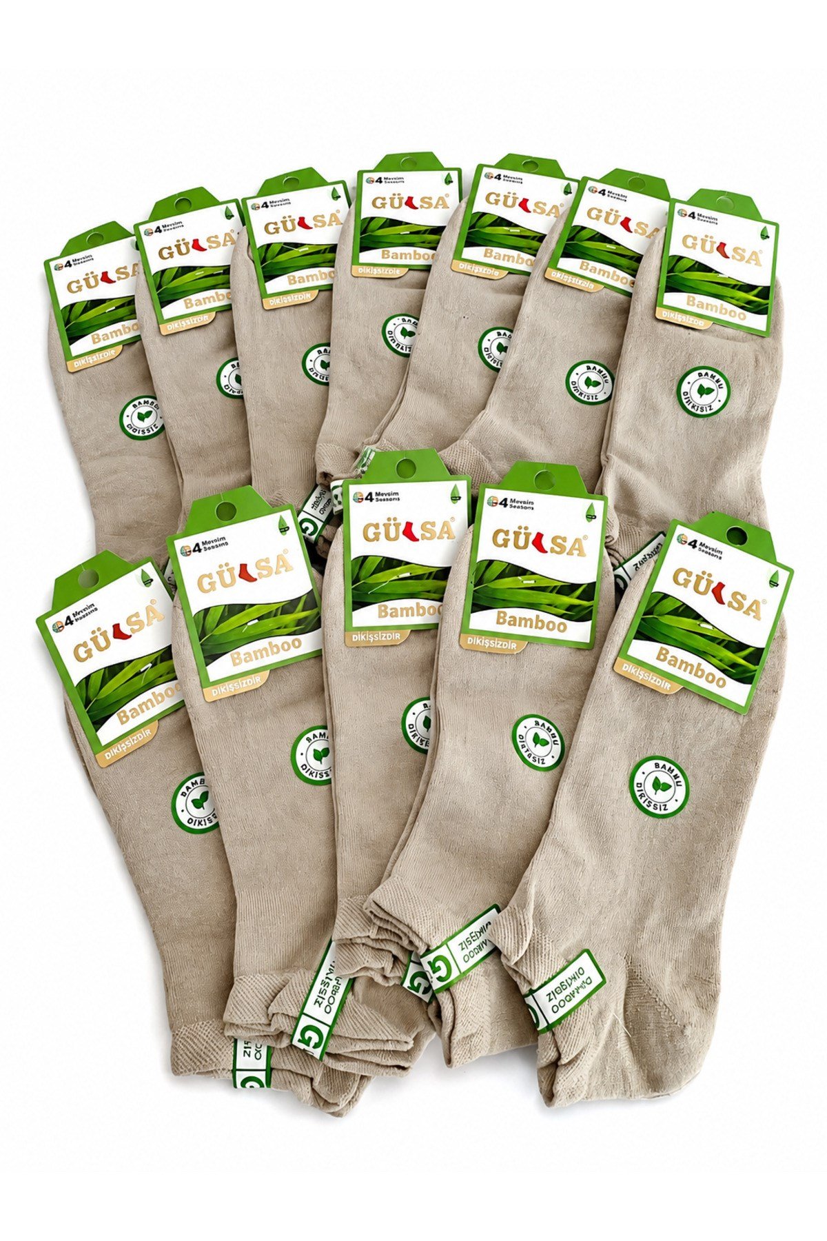 GÜLSA 12'li Erkek Bambu Dikişsiz Çorap Bej 40-44 Günlük Konfor