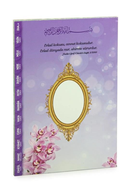 10 Adet Hediyelik 2'li Mevlüt Seti İsme Özel Etiketli Çantalı, 80 Sayfa Yasin Kitabı - Mor