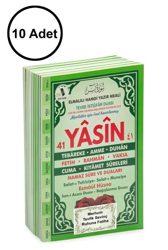 10 Adet Türkçe Mealli Orta Boy 80 Sayfa 41 Yasin - Yeşil Renk
