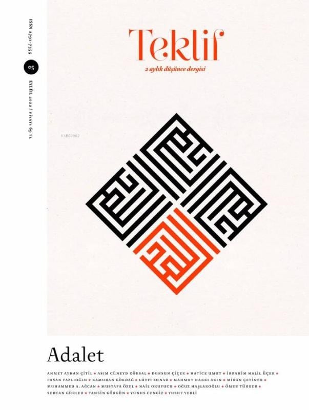 Adalet - Teklif Eylül 5. Sayı ;2 Aylık Düşünce Dergisi