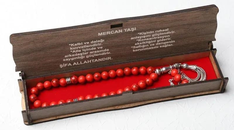 Ahşap Kutulu Mercan Taşı Tesbih