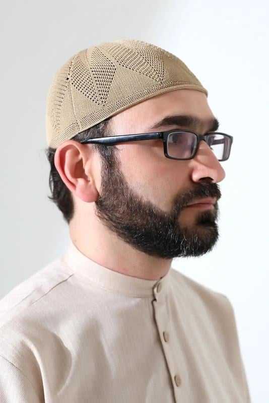 Berra Çelik Örme Dantel Namaz Takkesi Bej